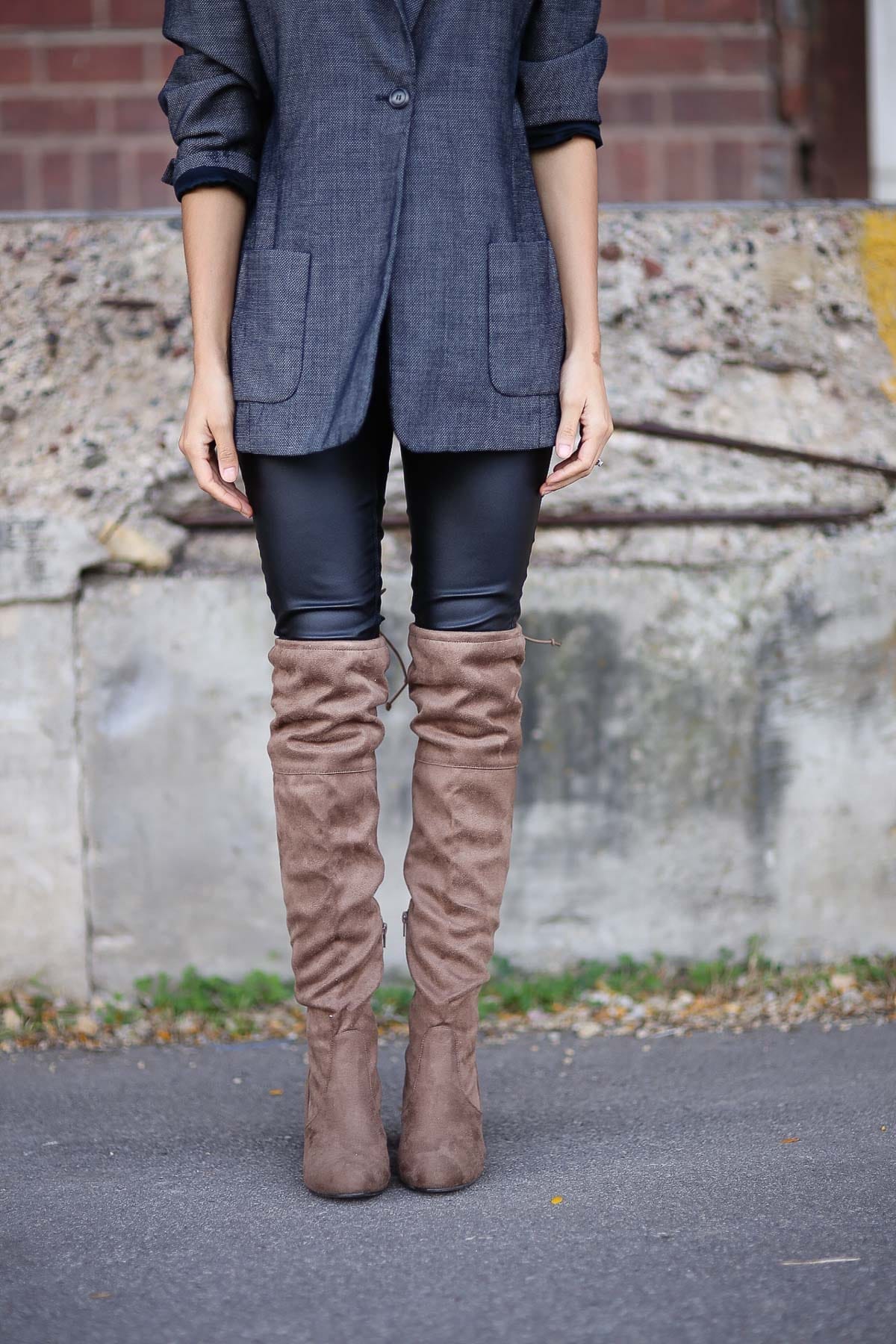 Black leggings brown boots outfits hotsell